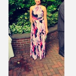 Floral Print Halter Maxi Dress